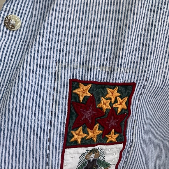 Vintage Holiday Button Down with Velour Collar - Picture 4 of 6